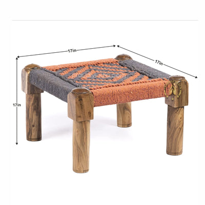 Grey & Orange Knitted Chowki