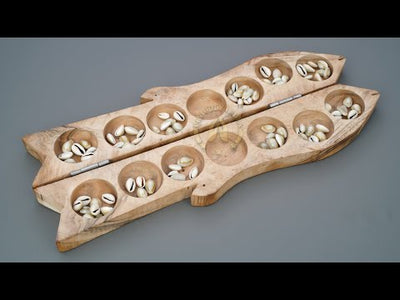Wooden Fish Pallanguzhi with Sea Shells.