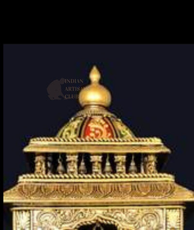 Handmade Big Pooja Mandir With Indian Artwork Handcrafted | Hand Carved Wooden Prayer Unit 16"×16"×36" | Religious Decorative Showpiece