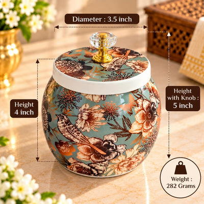 5" Green Floral Pichwai Jar ( Set of 20 )