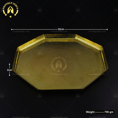 6 Piece Hexagon Brass Thali Set