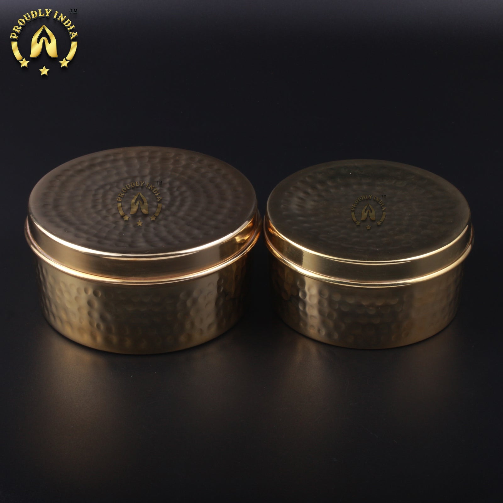 Set of 2 Brass Dry Fruit Box | Storage Container