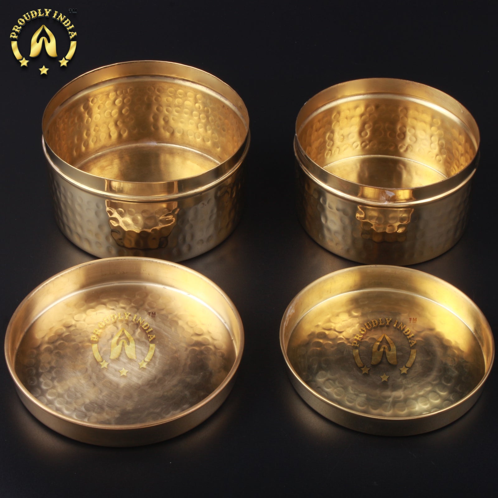 Set of 2 Brass Dry Fruit Box | Storage Container