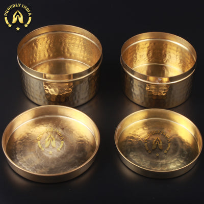 Set of 2 Brass Dry Fruit Box | Storage Container