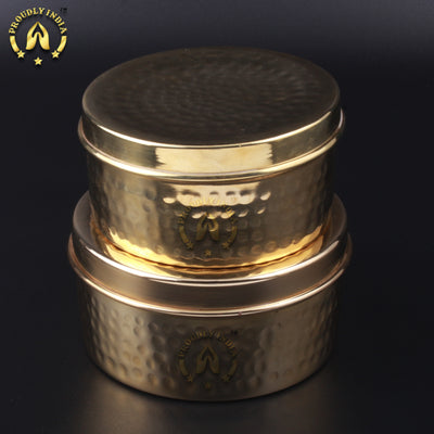 Set of 2 Brass Dry Fruit Box | Storage Container