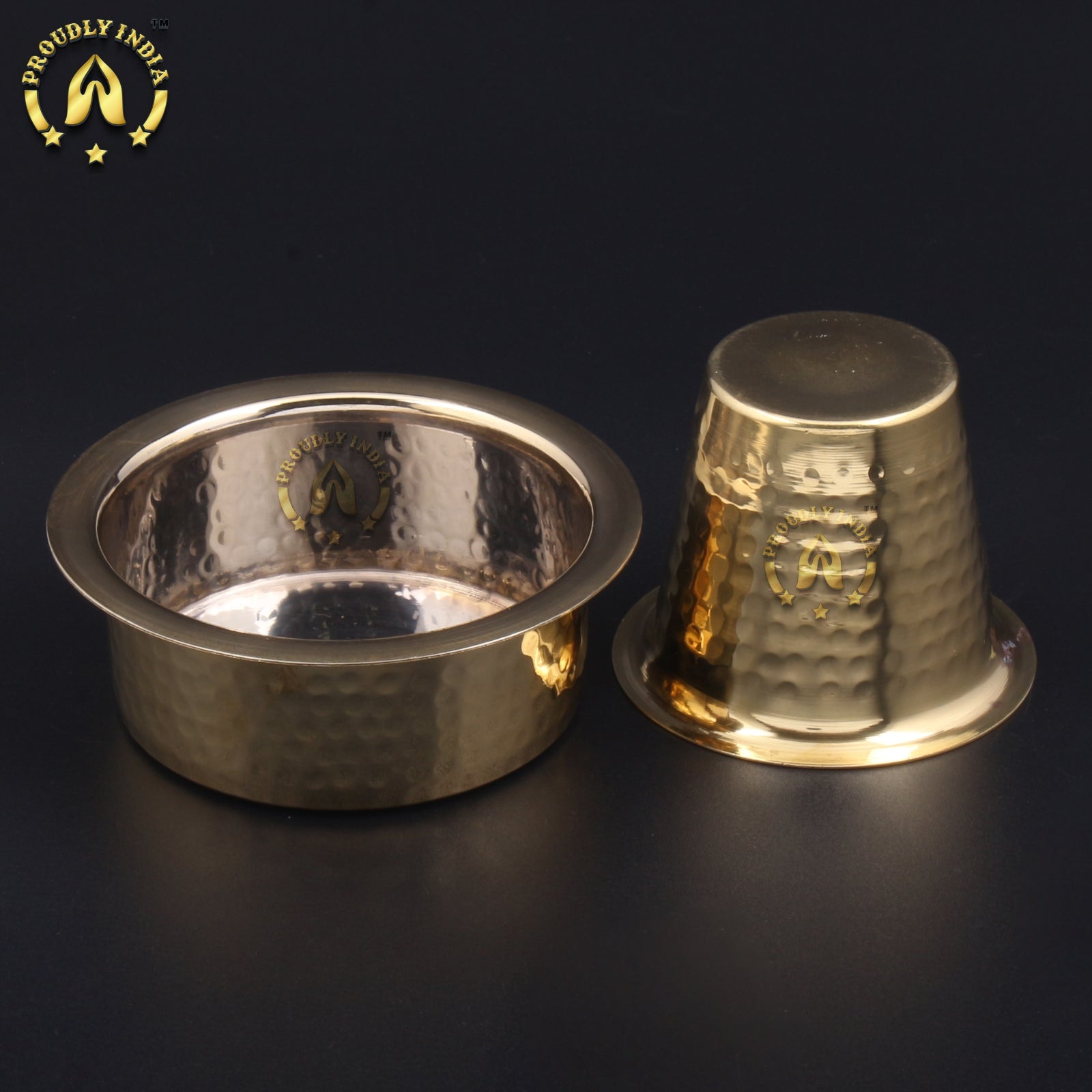Set of 2 Brass Hammered Coffee Dabara