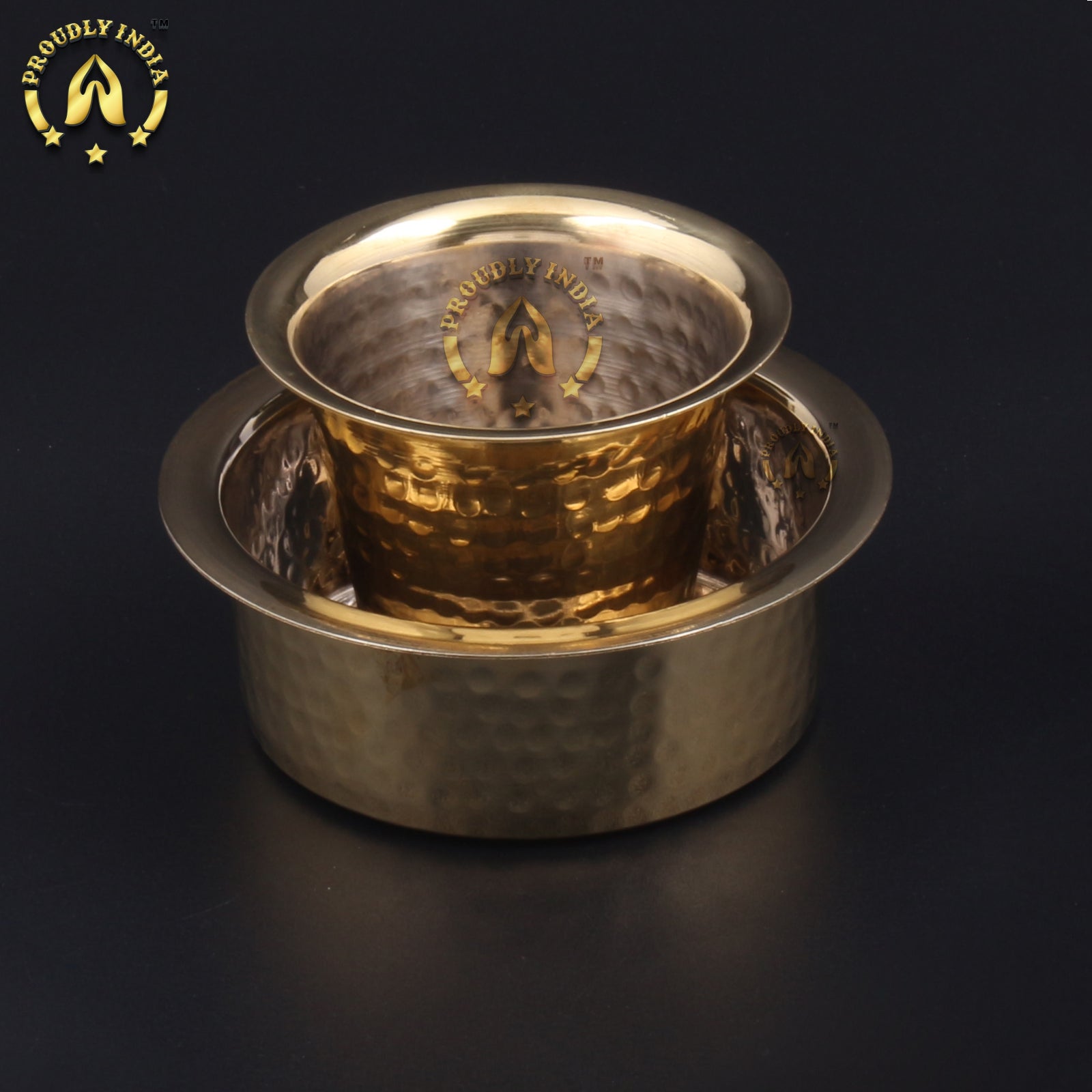 Set of 2 Brass Hammered Coffee Dabara