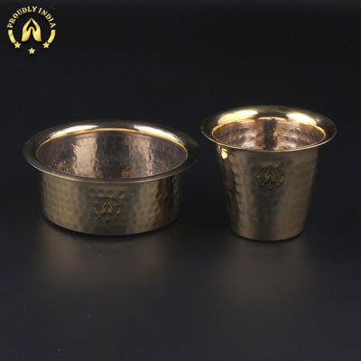 Set of 2 Brass Hammered Coffee Dabara