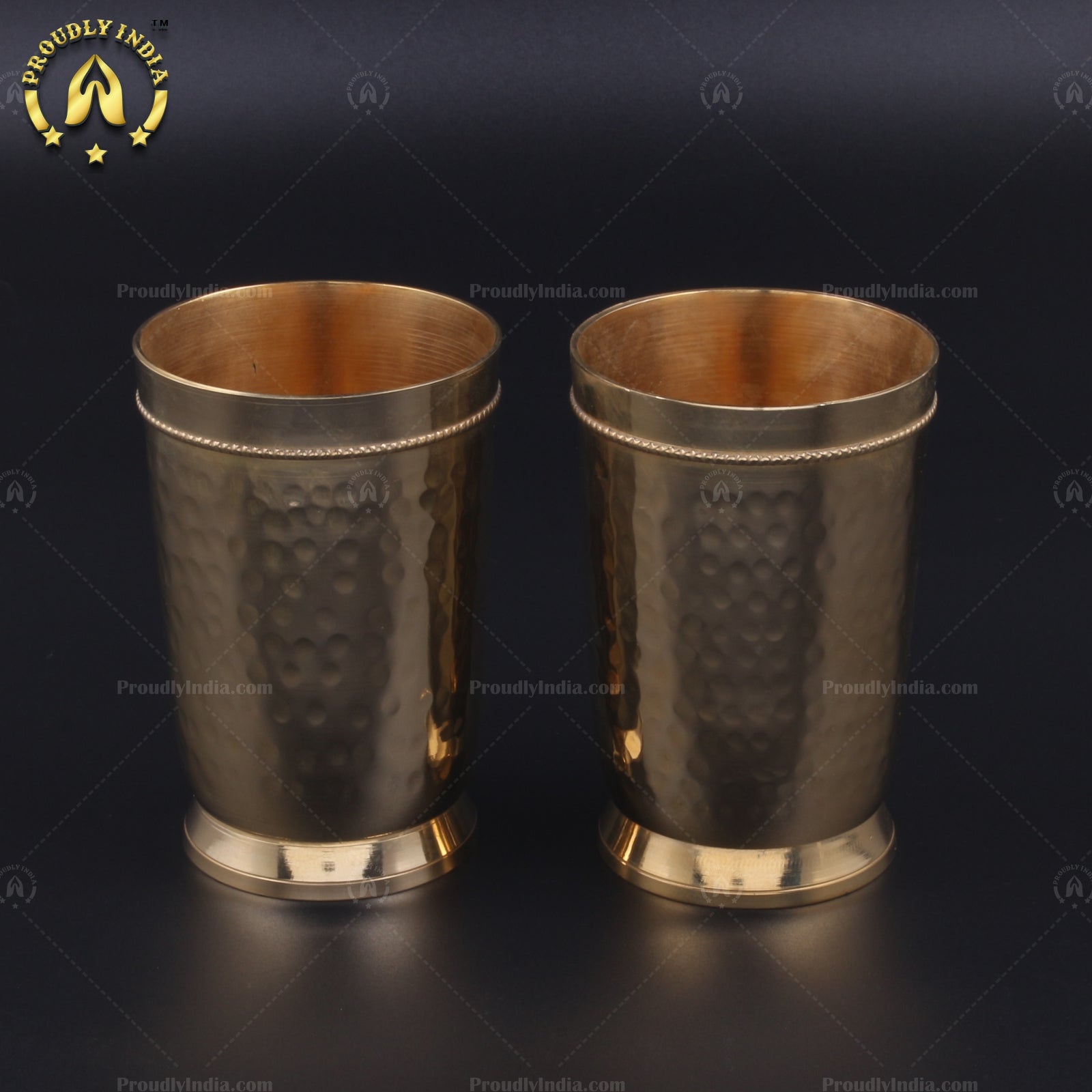 Brass Sturdy Hammered Glass