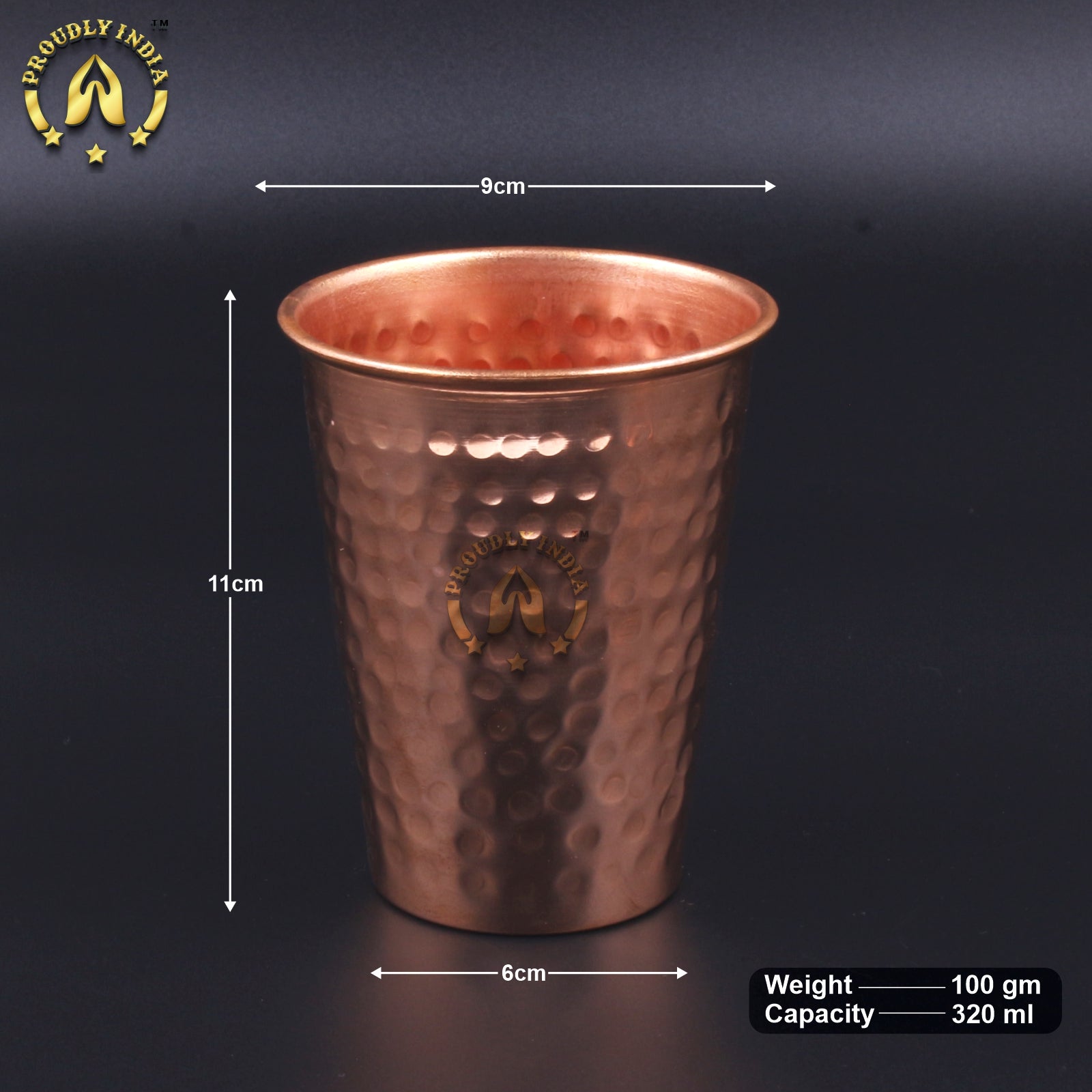Set Of Pure Copper Hammered Glasses