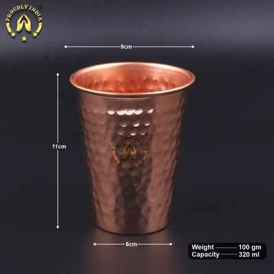 Set Of Pure Copper Hammered Glasses