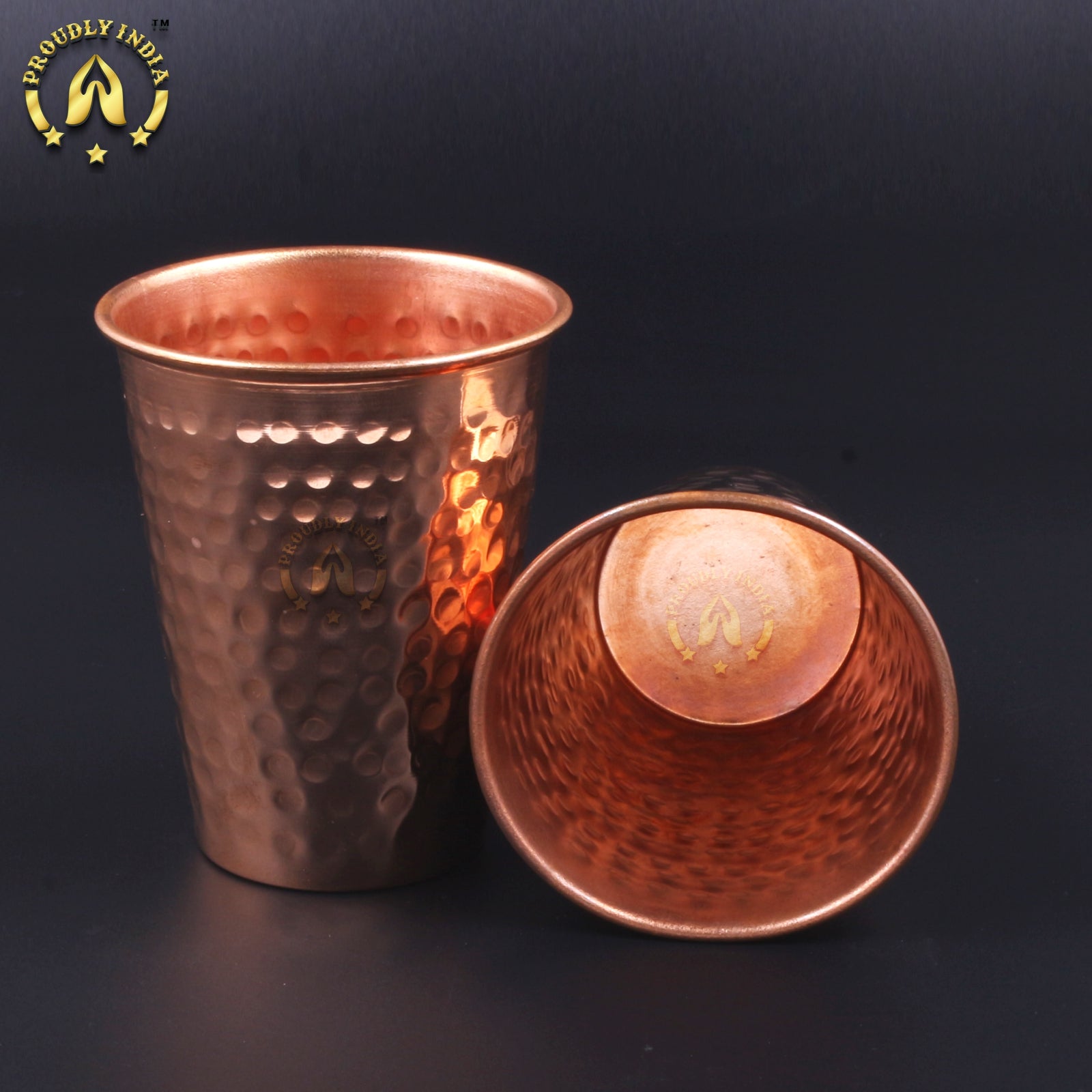 Set Of Pure Copper Hammered Glasses