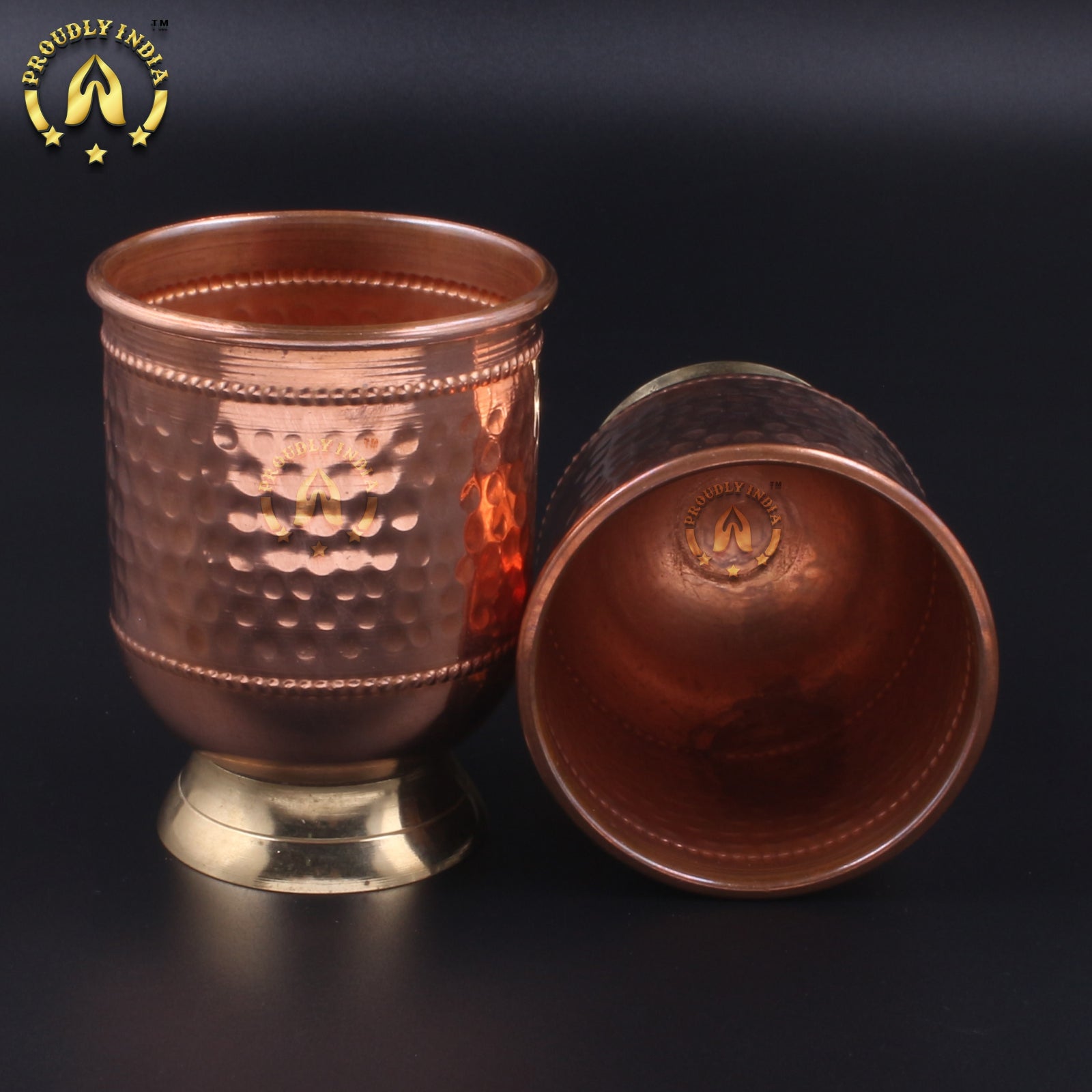 Copper Glass With Brass Stand