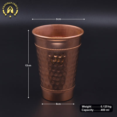 Set of 2 Pure Copper Hammered Drinking Glass 400 ml