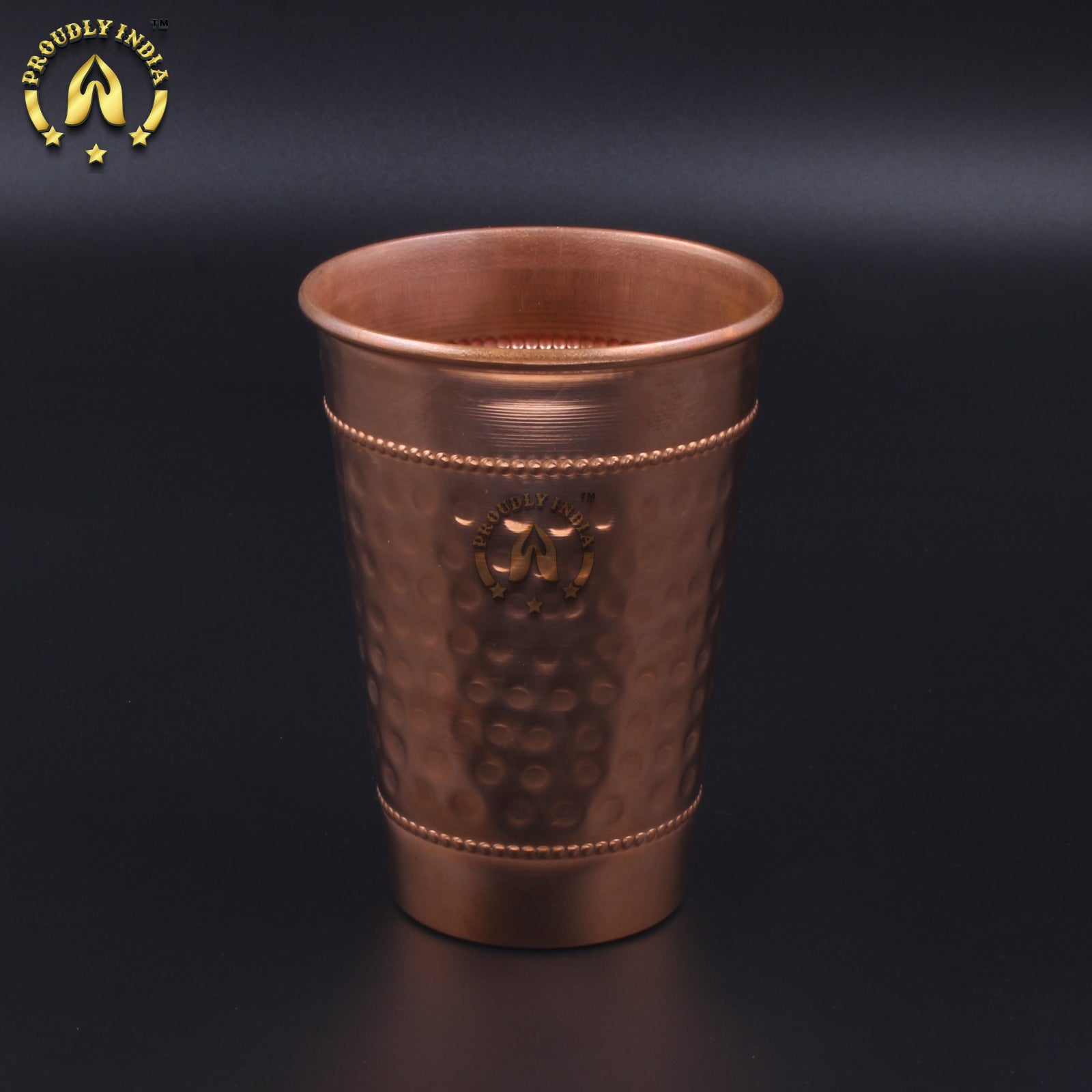 Set of 2 Pure Copper Hammered Drinking Glass 400 ml