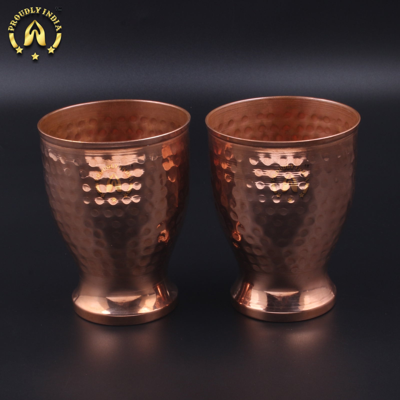 Set of 2 Copper Embossed Glass 420 ml