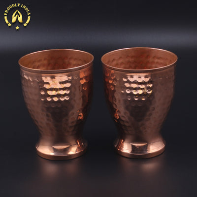 Set of 2 Copper Embossed Glass 420 ml