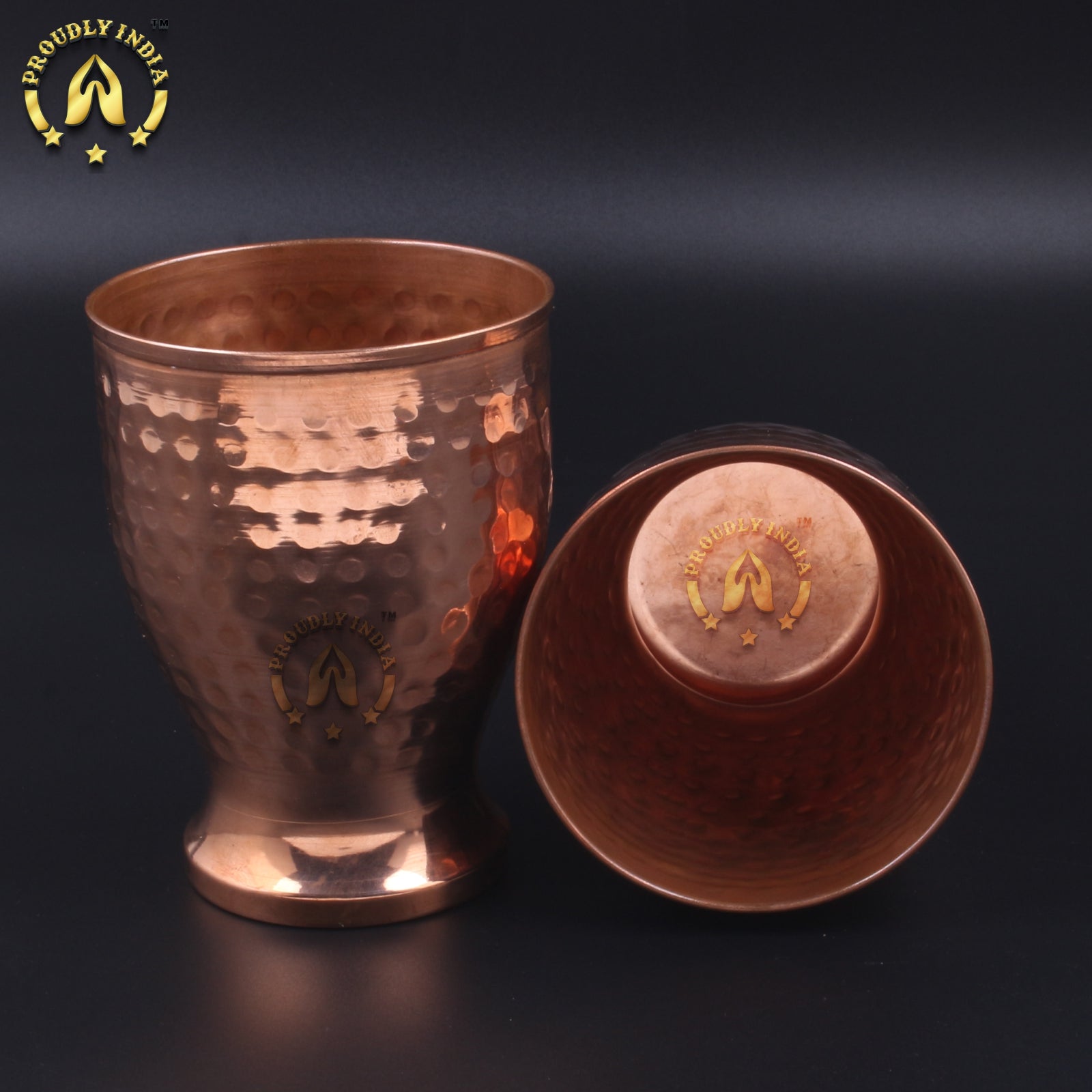 Set of 2 Copper Embossed Glass 420 ml