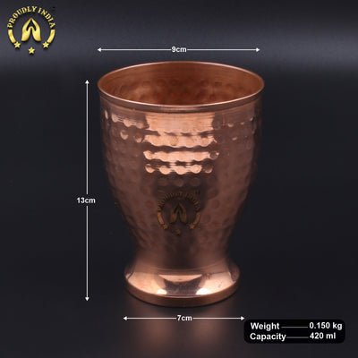 Set of 2 Copper Embossed Glass 420 ml