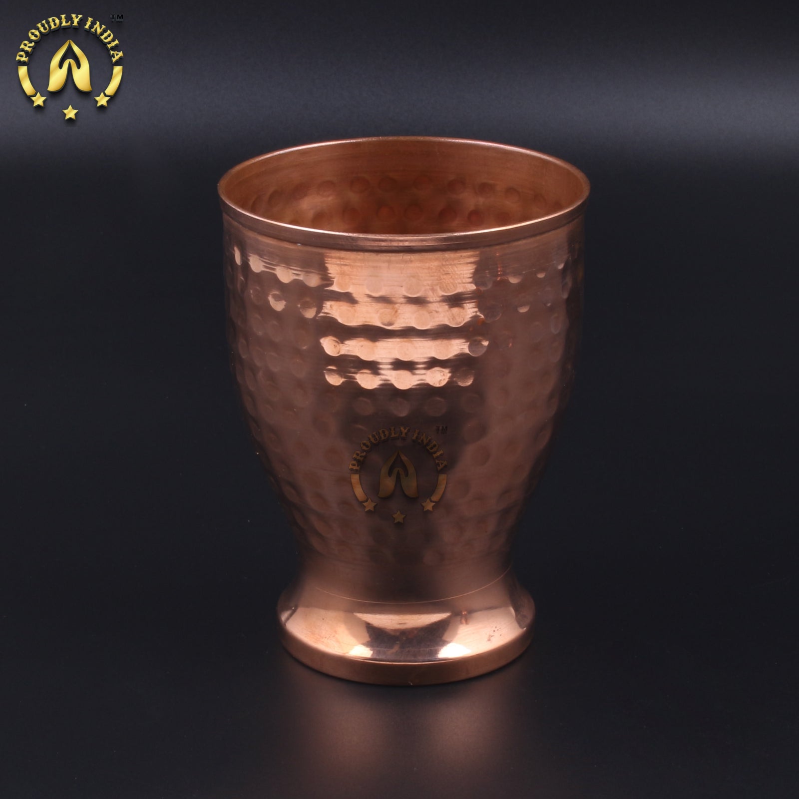 Set of 2 Copper Embossed Glass 420 ml