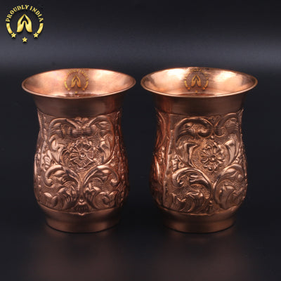 Set Of 2 Royal Embossed Copper Tumbler 320ml