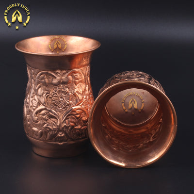 Set Of 2 Royal Embossed Copper Tumbler 320ml