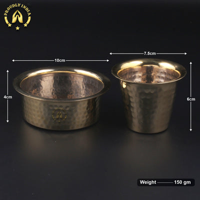 Set of 2 Brass Hammered Coffee Dabara