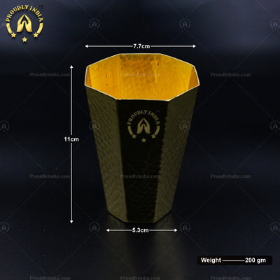 6 Piece Hexagon Brass Thali Set