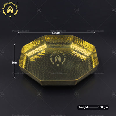 6 Piece Hexagon Brass Thali Set