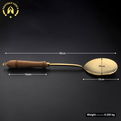 Brass Serving Ladle with Wooden handle