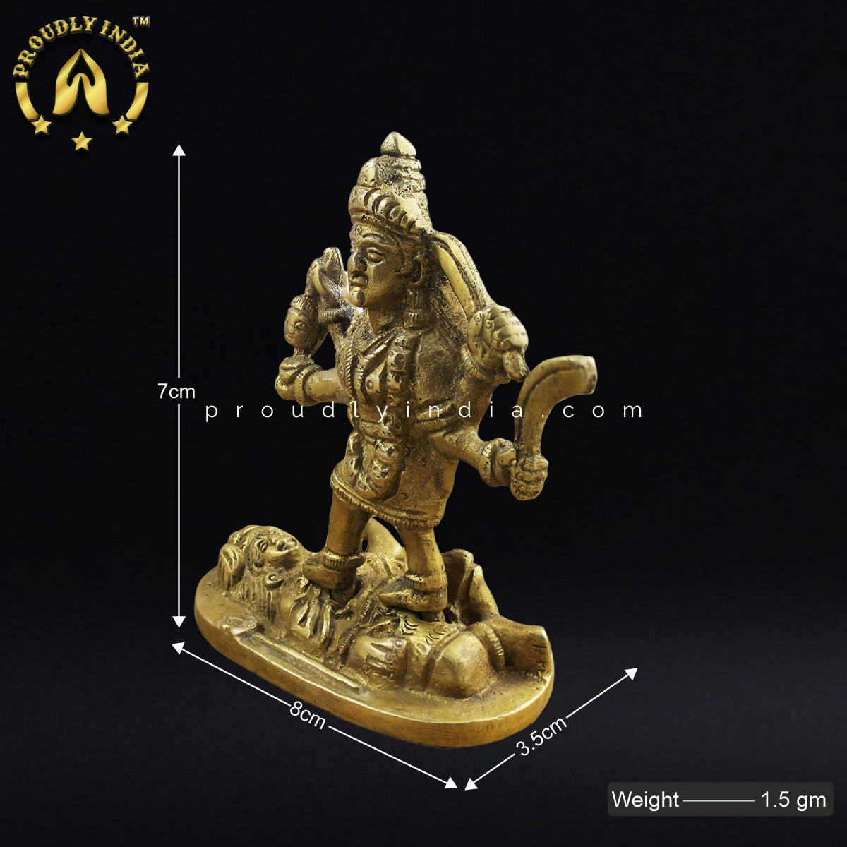 2.7" Brass Kali Mata Statue