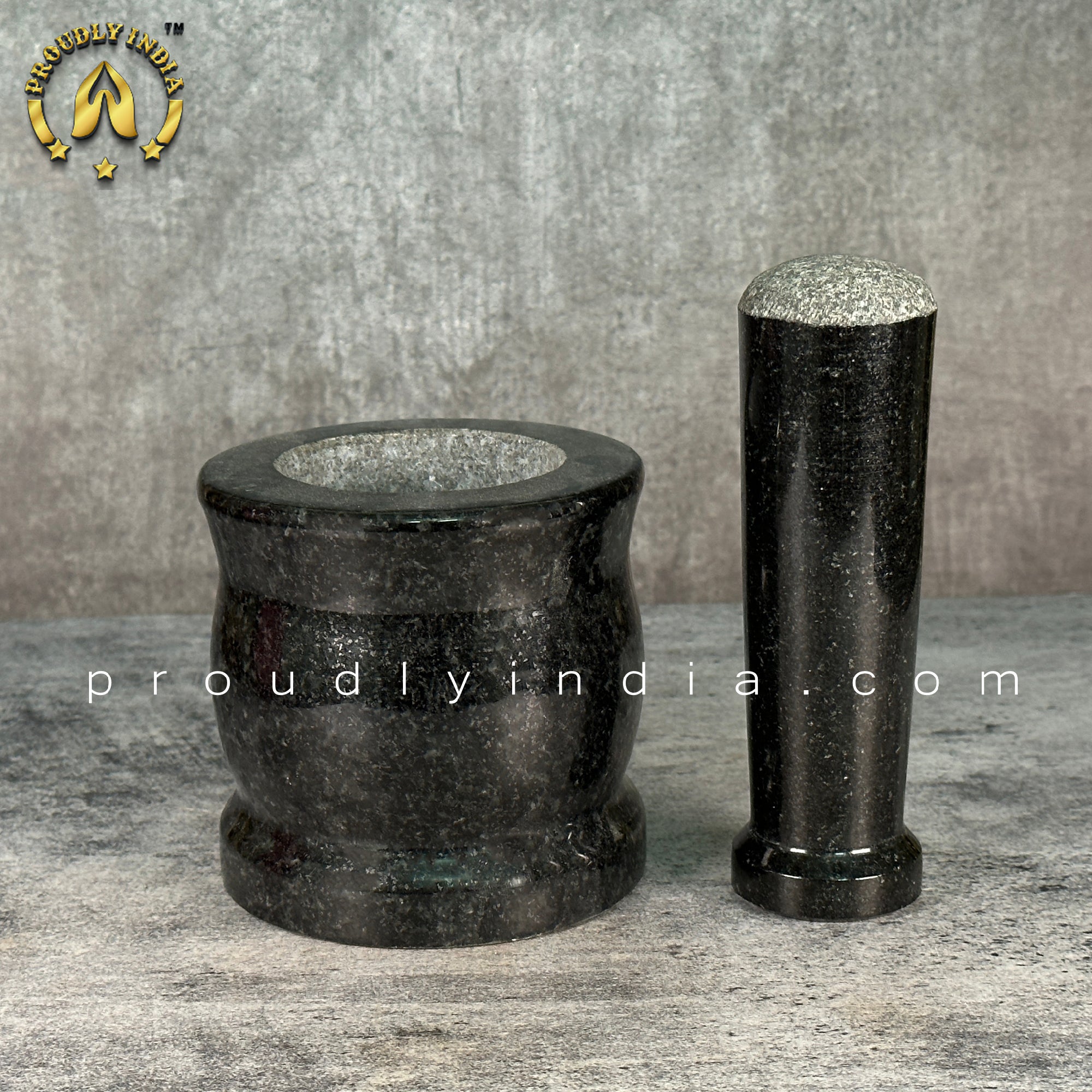 4 Inch Deep Granite Mortar Pestle | idikallu | Khalbatta | Molcajete