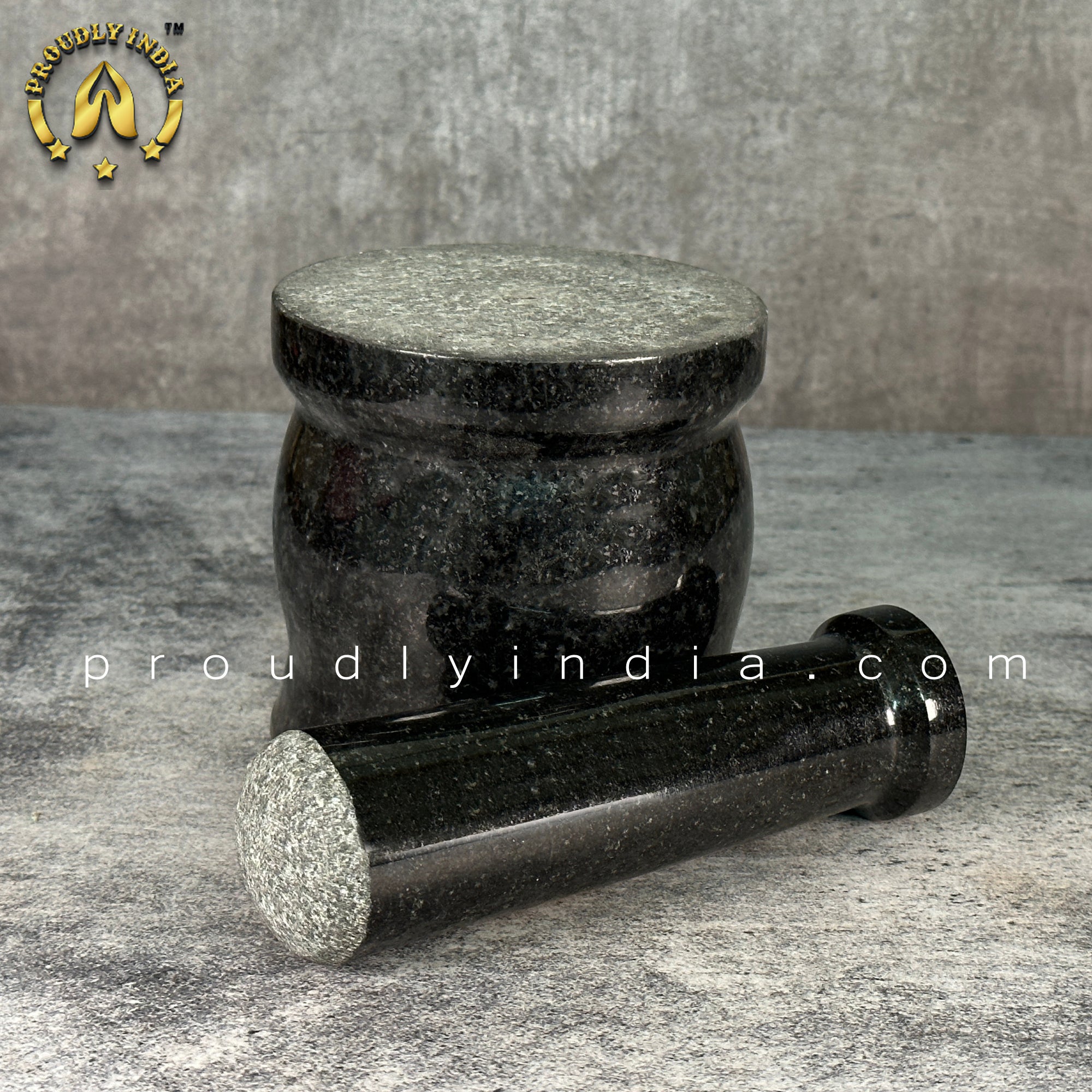 4 Inch Deep Granite Mortar Pestle | idikallu | Khalbatta | Molcajete