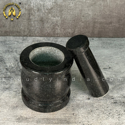 4 Inch Deep Granite Mortar Pestle | idikallu | Khalbatta | Molcajete