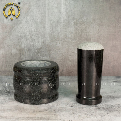 4 Inch Granite Mortar Pestle | idikallu | Khalbatta | Molcajete