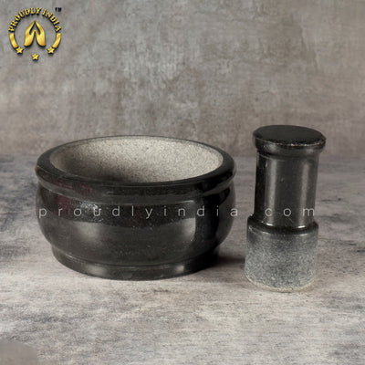Black Deep Bowl Granite Motor and Pestle
