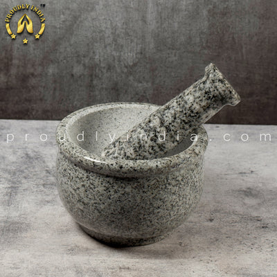6 Inch Marble Mortar & Pestle | Khalbatta | Idikallu | Molcajete