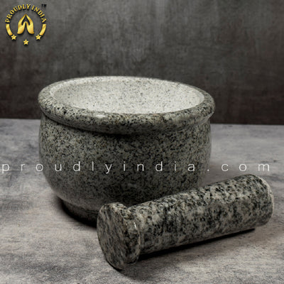 6 Inch Marble Mortar & Pestle | Khalbatta | Idikallu | Molcajete