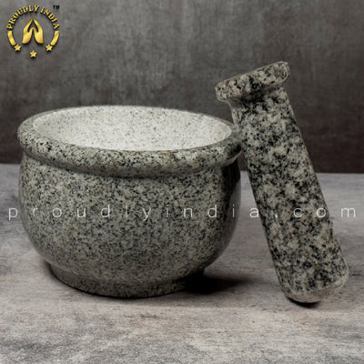 6 Inch Marble Mortar & Pestle | Khalbatta | Idikallu | Molcajete