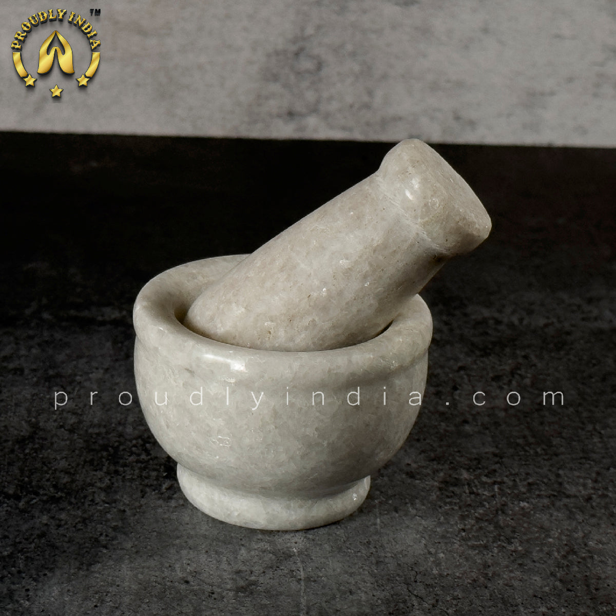 2.5 Inch White Marble Mortar Pestle | idikallu | Khalbatta | Molcajete