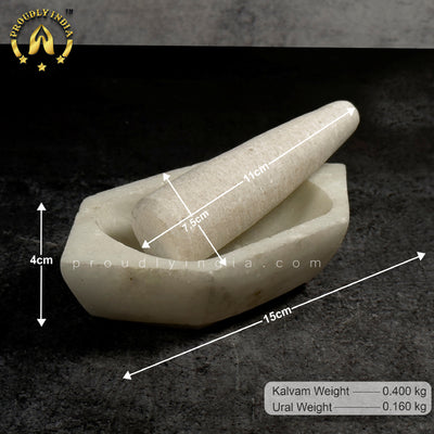 White Marble Kalvam for Herbs and Ayurvedic Medicine Crushing