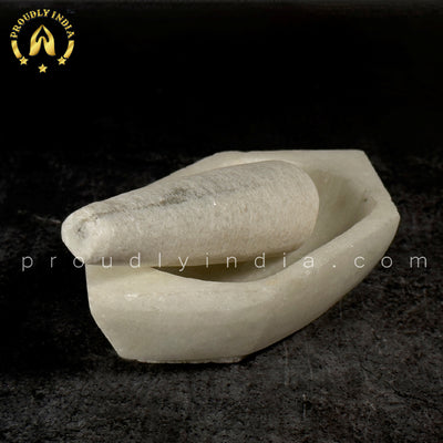 White Marble Kalvam for Herbs and Ayurvedic Medicine Crushing