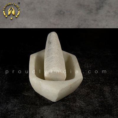 White Marble Kalvam for Herbs and Ayurvedic Medicine Crushing