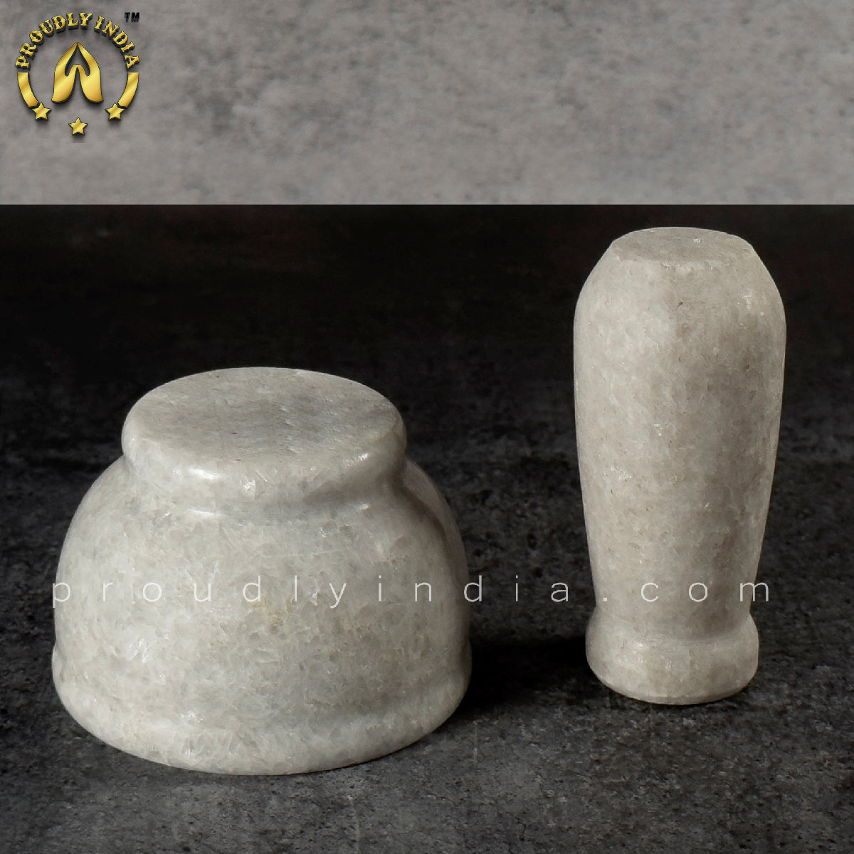 2.5 Inch White Marble Mortar Pestle | idikallu | Khalbatta | Molcajete