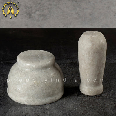 2.5 Inch White Marble Mortar Pestle | idikallu | Khalbatta | Molcajete