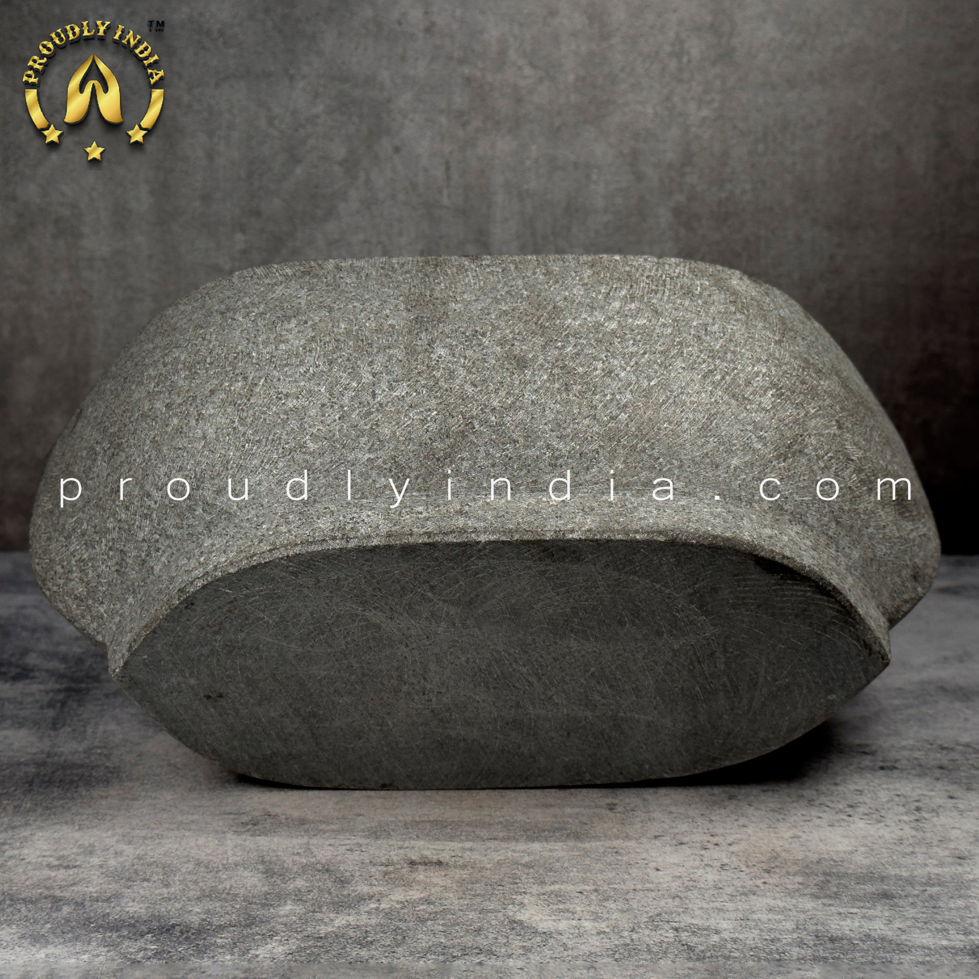Big Black Granite Ayurvedic Herb Masher | Big Kalvam