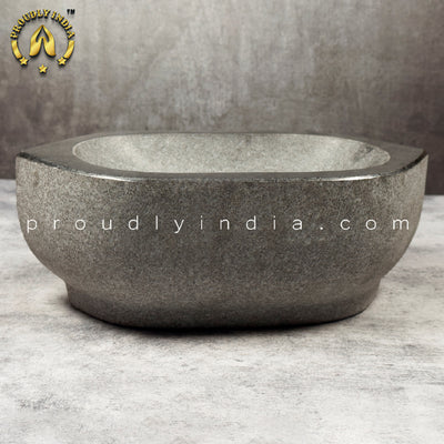 Big Black Granite Ayurvedic Herb Masher | Big Kalvam