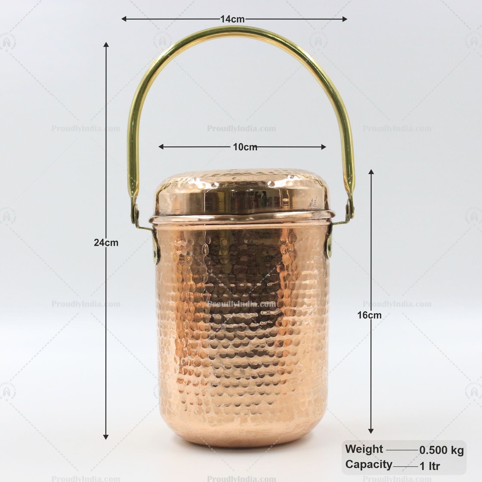 Set Of 3 Copper Storage Container With Brass Handle