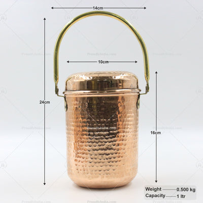 Set Of 3 Copper Storage Container With Brass Handle