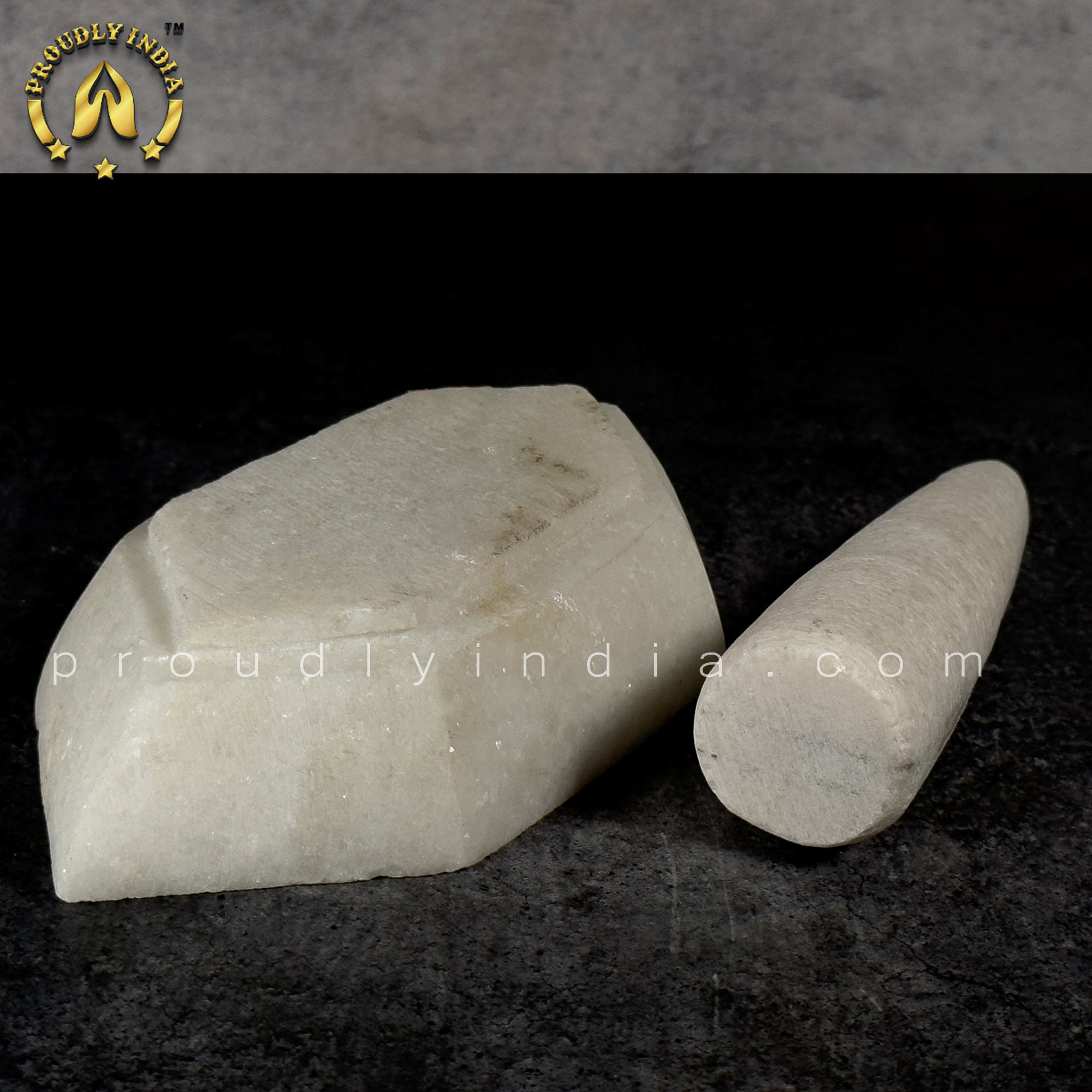 White Marble Kalvam for Herbs and Ayurvedic Medicine Crushing